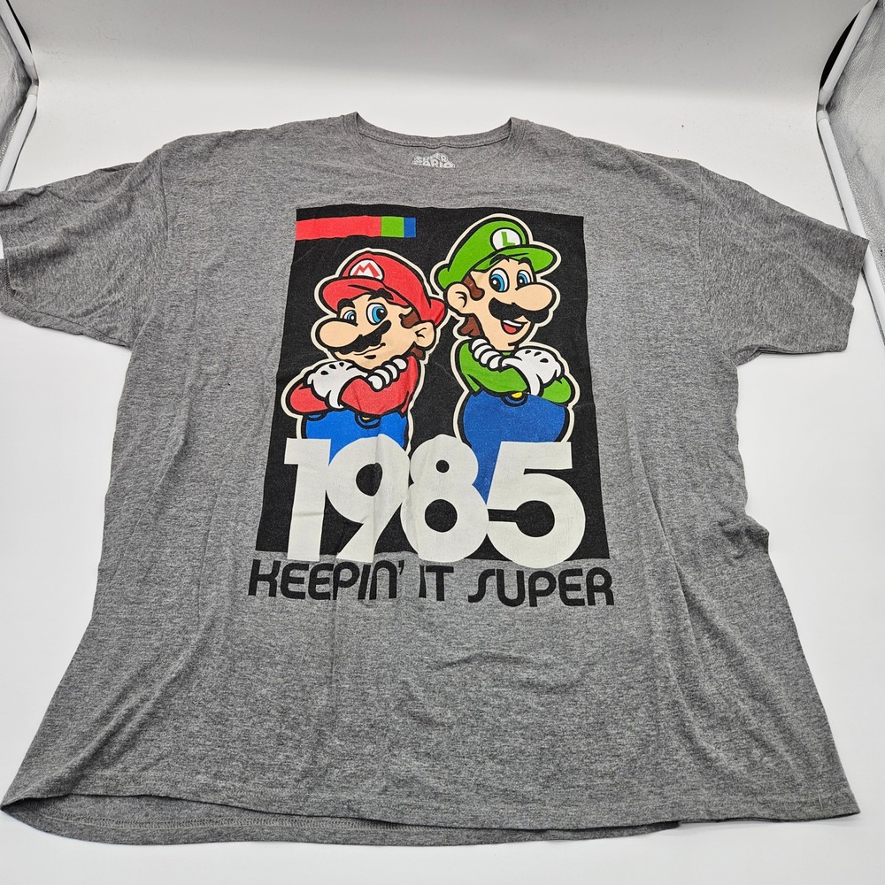 Super Mario 1985‎ Keepin It Super Graphic T Shirt 3XL Grey Short Sleeve